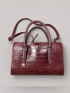 RADLEY LONDON Burgundy Croc-Embossed Satchel with Top Handles